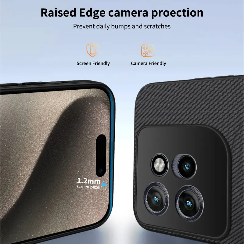 Sleek Carbon Fiber Magnetic Protective Back Case - Soft Silicone
