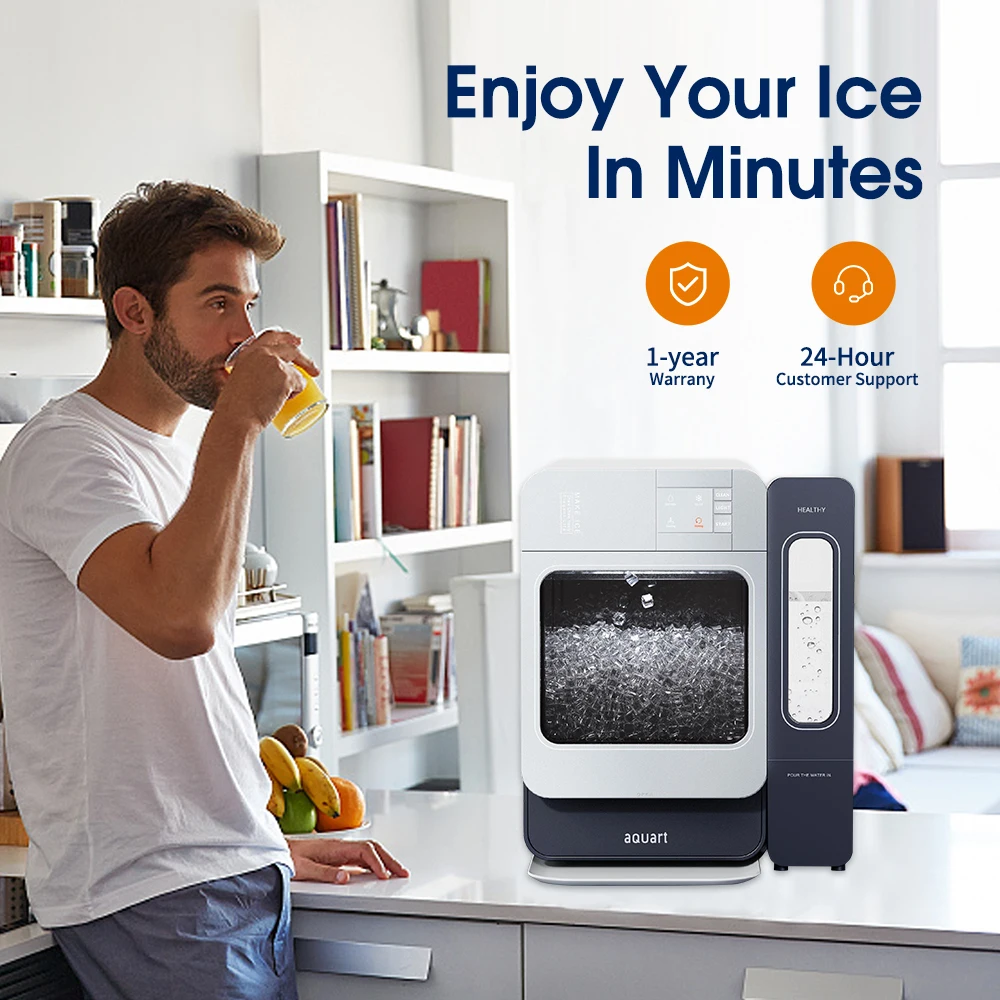 IC1501 AQUART Household Nugget Ice Maker with Thick Insulation Portable Self Cleaning Pellet Ice Machine Quietly