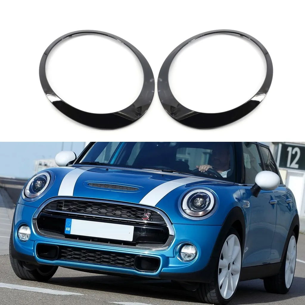 

1 Pair Gloss Black Car Eyebrow Headlight Frame Lamp Ring Cover Case Loop Stickers For 2007-2015 Mini Cooper R55 R56 R57 R58 R59