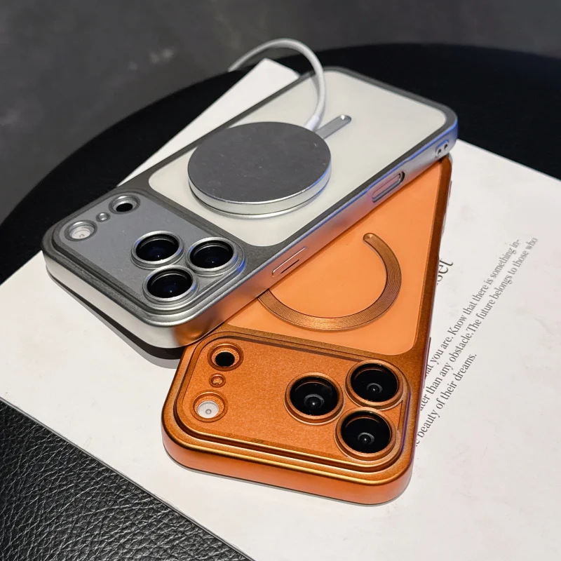 Luxury Magnetic Wireless Charging Phone Case For Iphone With Lens Guard_voghion.com