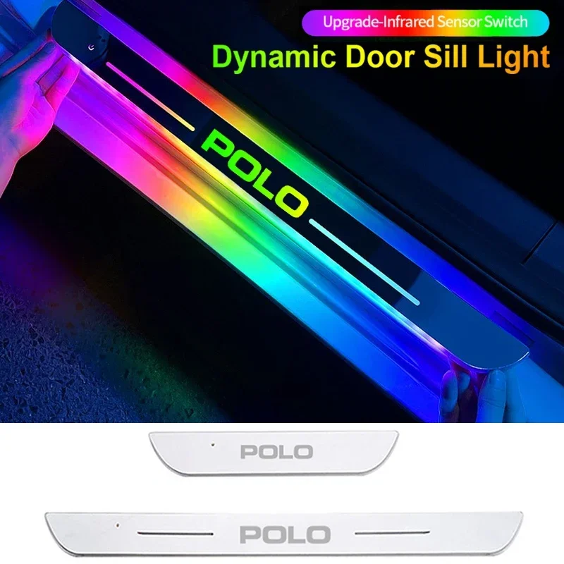 Welcome Pedal Lights Car Door Davanzale Protector Pathway Lamp Streamer Led Ambient Light Per Vw Polo Logo 6R 6C 9N 6N Aw Accessori