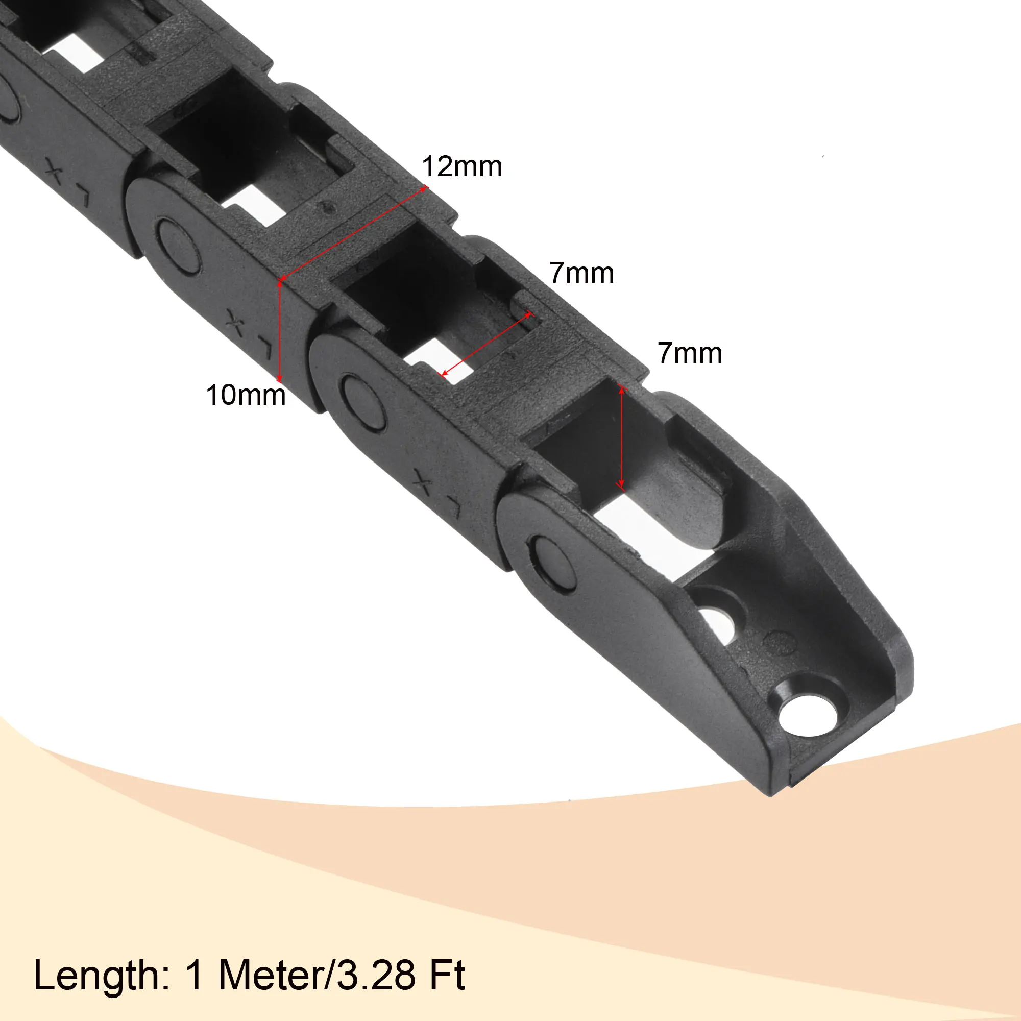Non-opening Drag Chain Bridge Type R18 R25 R28 7x7 8x8 6x10 10x10 7x15 10x15mm L1m Cable Carrier with Ends for CNC 3D Printer