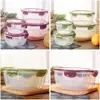 Sealed Round Refrigerator Storage Box with Lid Plastic Trasparent Crisper Food Containers Stackable Microwave-heated Lunch Box 1
