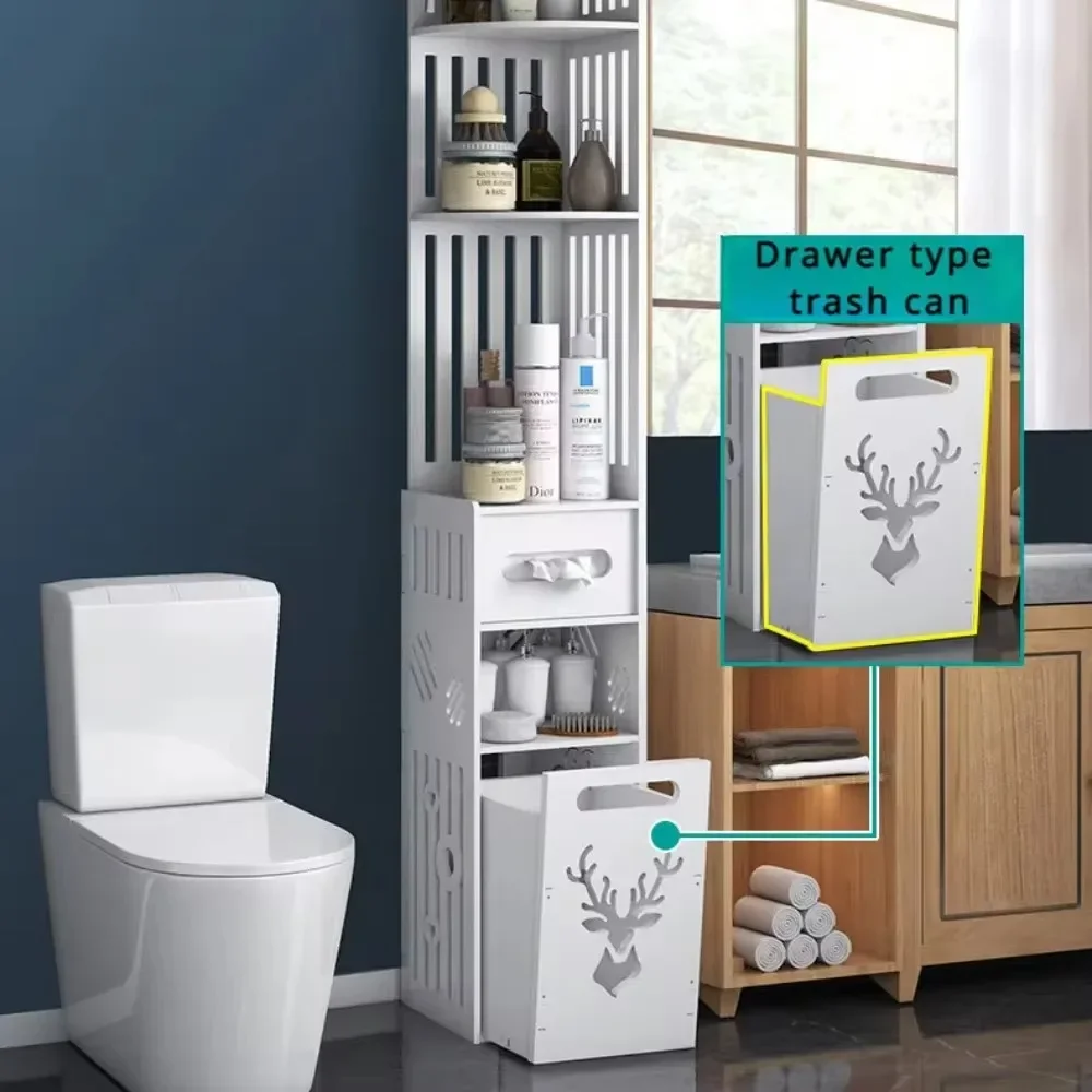 Floor Standing Tall Bathroom Storage Cabinet Drawers Cabinet Narrow Seam Storages Rack and With Shelves Bathroom Triangle Shelfs