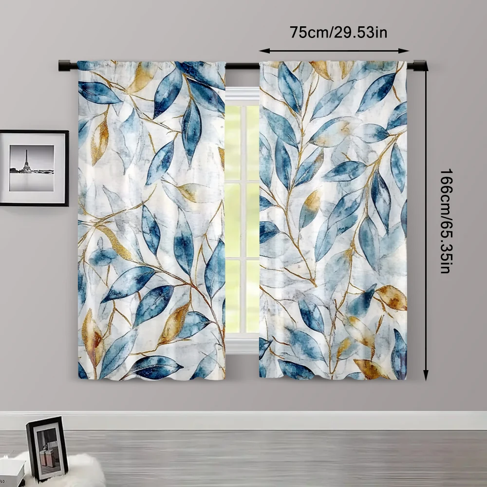 2pcs, Curtain Cloth 2D print Art Floral Durable Polyester (without rod) Decorations Clearance Ldeal for Bedroom, Living Room, 3