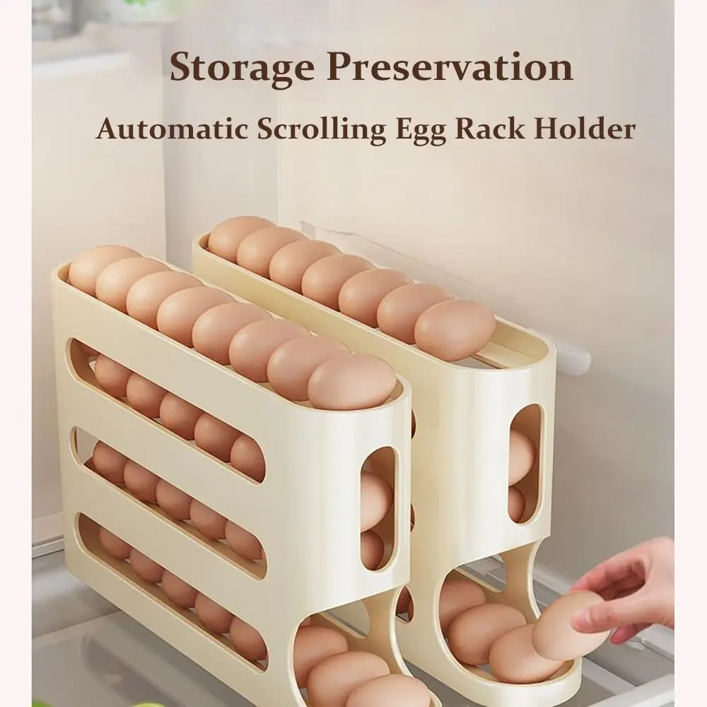 4 Layers Automatic Scrolling Egg Rack Holder Household Automatic Scrolling Egg Storage Box Large-capacity Dispenser