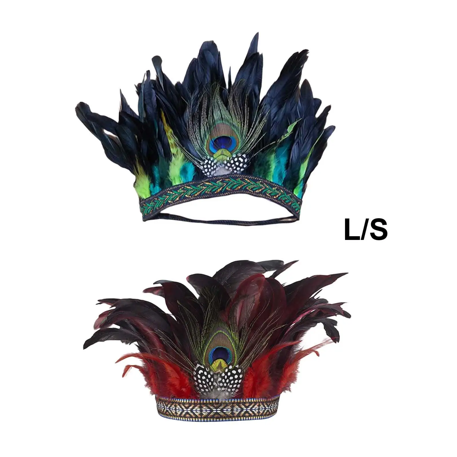 Corona disfraz de plumas de pavo real para fiesta de Halloween Carnaval - AliExpress