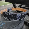 1 Pc Skull Style Weightlifting Belt with NO PAIN NO GAIN Gym Fitness Belt for Men & Women Powerlifting Belt for Squat Deadlift 3