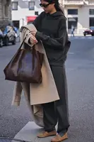 2025 Autumn/Winter new  women's multi-color selection classic simple all-in-one hooded loose long-sleeved hoodie sweatpants - Image 4