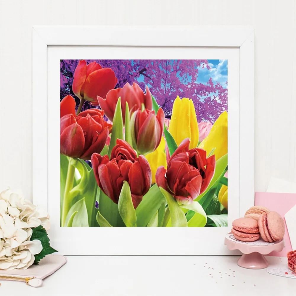 Huacan 5d Diy Diamond Painting Embroidery Flower Vase Cross Stitch Mosaic Tulip Floral Square/round diamond painting diamond art painting kit diamond painting set Home Decor