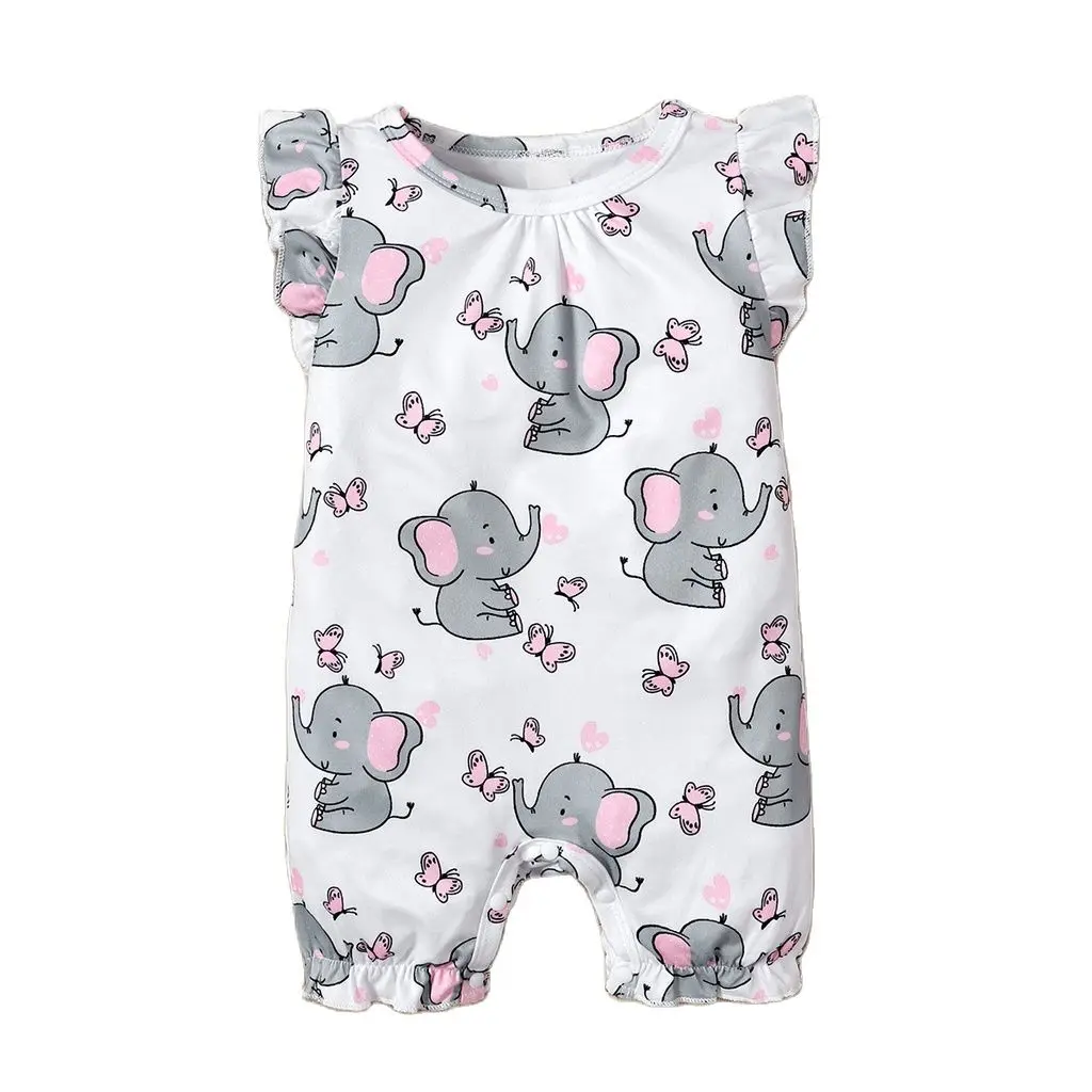3-24 Months Baby Girl Romper Cute Little Elephant Sleeveless Bodysuit Infant Girl Summer Jumpsuit Toddler Girl Casual Outfit