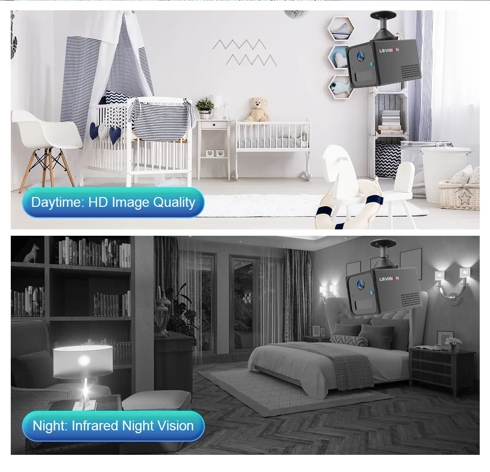 4MP Mini Battery Camera 4G/WiFi Indoor Security Camera Wireless Surveillance Cam