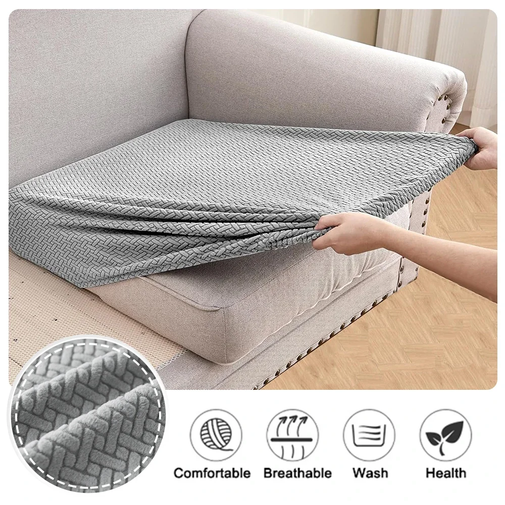 Jacquard Stretch Fabric Sofa Cover Plain Seat Couch Covers for Sofa Living Room Removable Seat Case Chaise Lounge Slipcover Pets 2