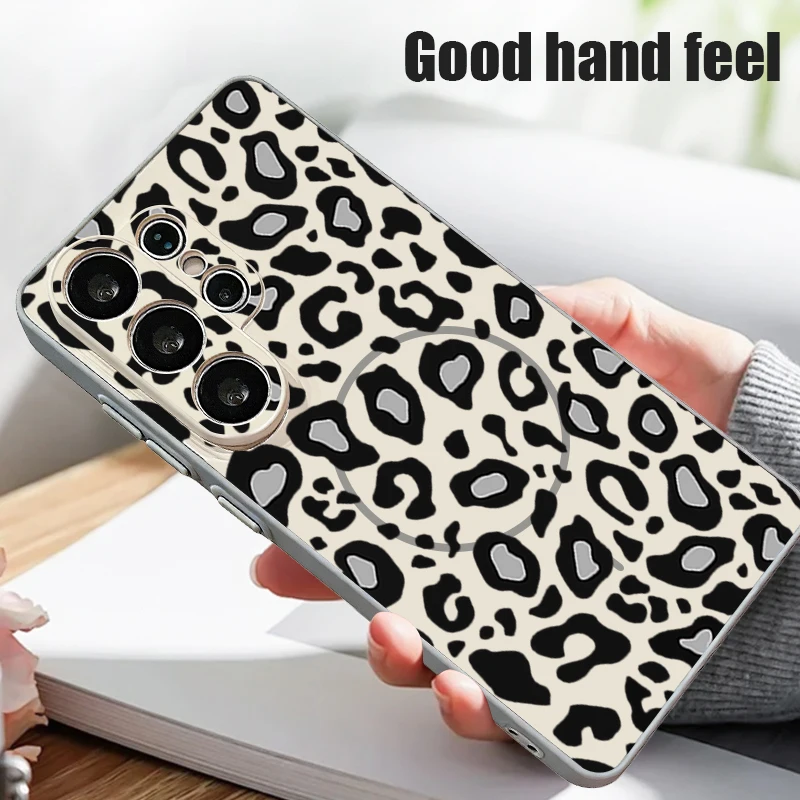 Brown Leopard Print Magnetic Phone Case Cover
