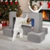 Kids Couch, 4Pcs Modular Kids Play Couch, Toddler Couch Sofa Bed, Kids Chair Seat Playroom Furniture, Child Sectional Sofa 2