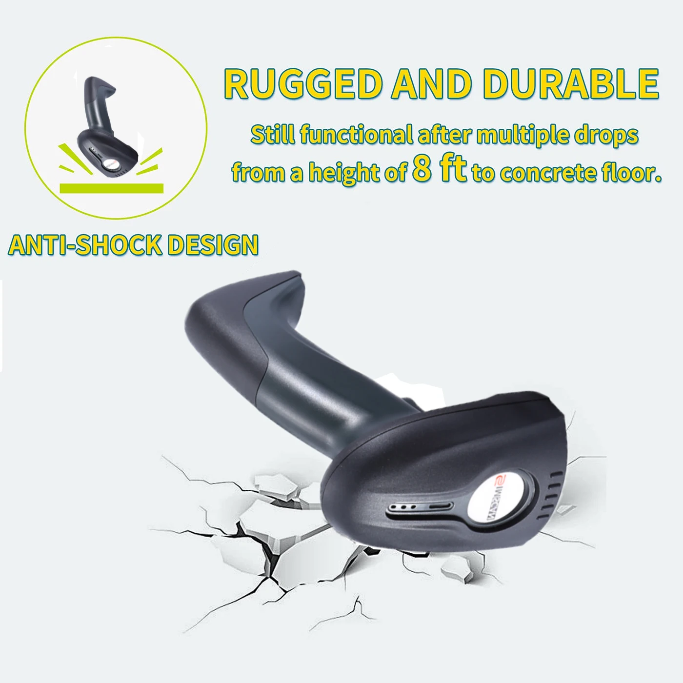 Bluetooth Barcode Scanner 1D 2D 500m Transmission Distance Handheld QR code Scanner CMOS 433MHz Handheld Wireless Barcode Reader