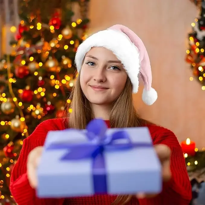 Chrismas Hat Adults Santa Hat for Men and Women Pink Green Blue Red Yellow Purple Gray White Black