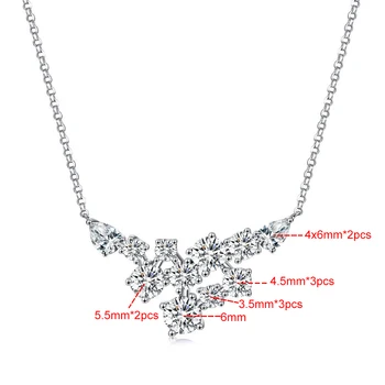 4.8cttw Full Moissanite Pendant Necklace for Women S925 Silver Round & Pear Cut Lab Diamond Necklace Party Wedding Jewelry Gift 6