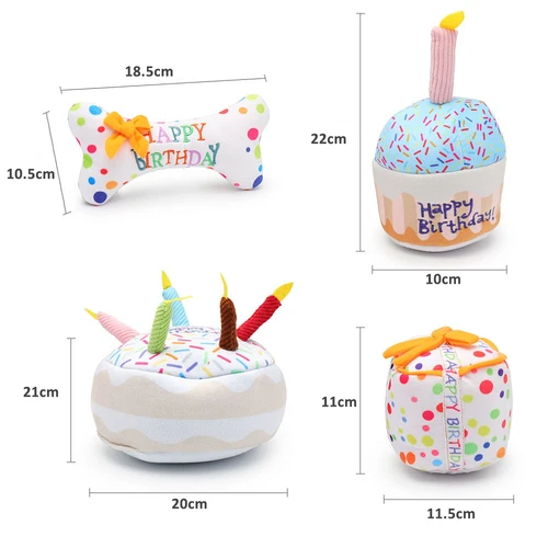 창의적인 봉제 인형 생일 케이크 강아지 씹기 장난감, 재미있는 인터랙티브 씹기 케이크 강아지 장난감, 소리나는 강아지 장난감, 애완동물 용품, 신제품 4