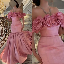 Ball Dress Saudi Arabia Prom Satin Flower Draped Party Mermaid Off-the-shoulder Bespoke Occasion Gown Long Dresses