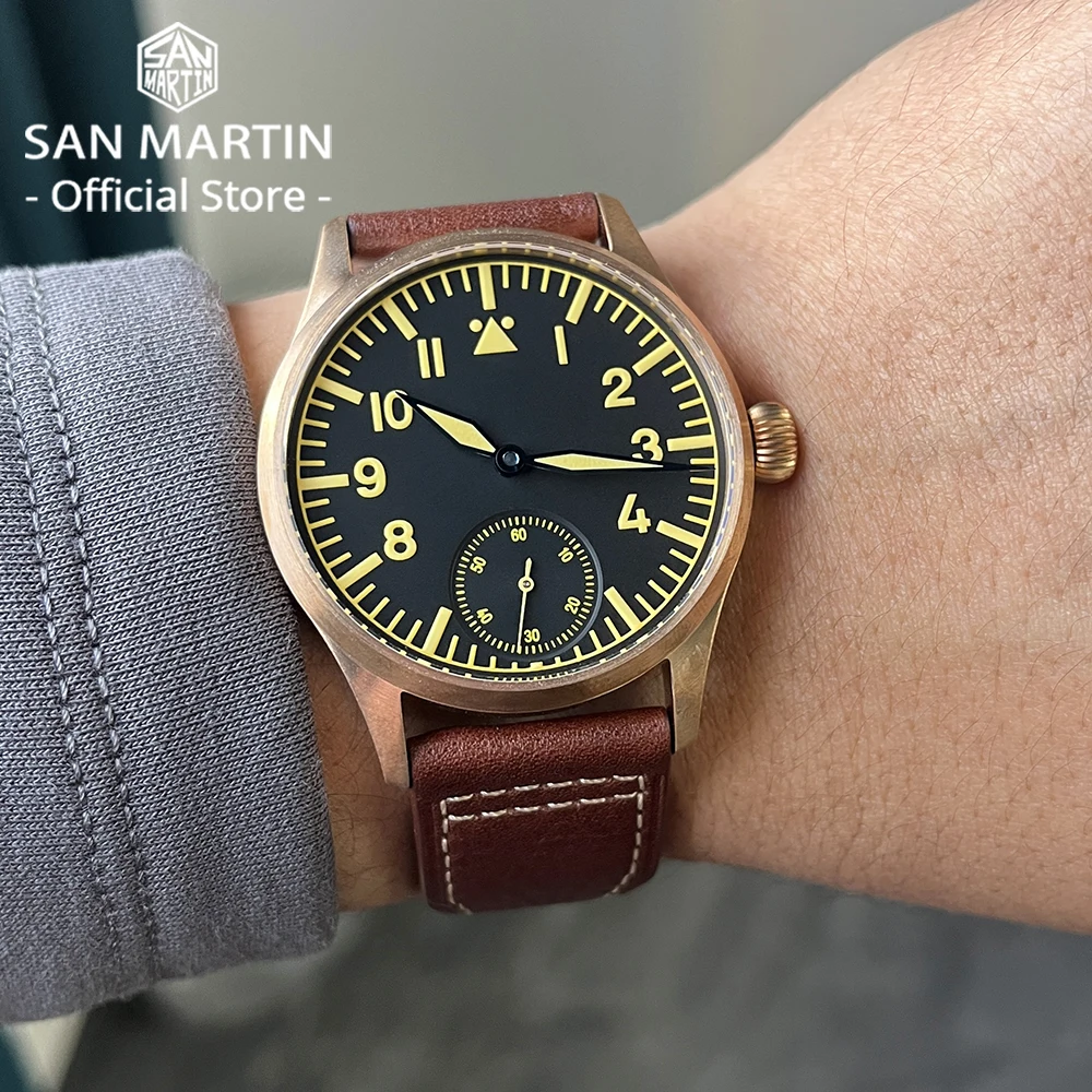 San Martin 41mm Cusn8 Bronze Pilot Watch NH35 Automatic ST3621