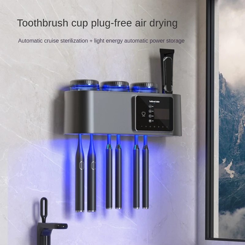 

Toothbrush Sanitizers Bathroomtoothbrush Holder Wall Mounted No Drilling Required With 6 Slot Smart Toothbrush Organizer