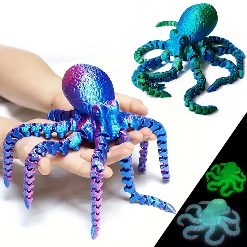 3D Printed Octopus Movable Flexible Joints Fidget Toys Home Office Desktop Ornament Ocean Animal Decor Gifts Kids Toys ornaments