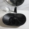 KEMAIDI Black Ceramic Vessel Sink with Faucet and Drain Combo 24 inch Oval Above Counter Bathroom Sink Bowl with Marbling Basin 5