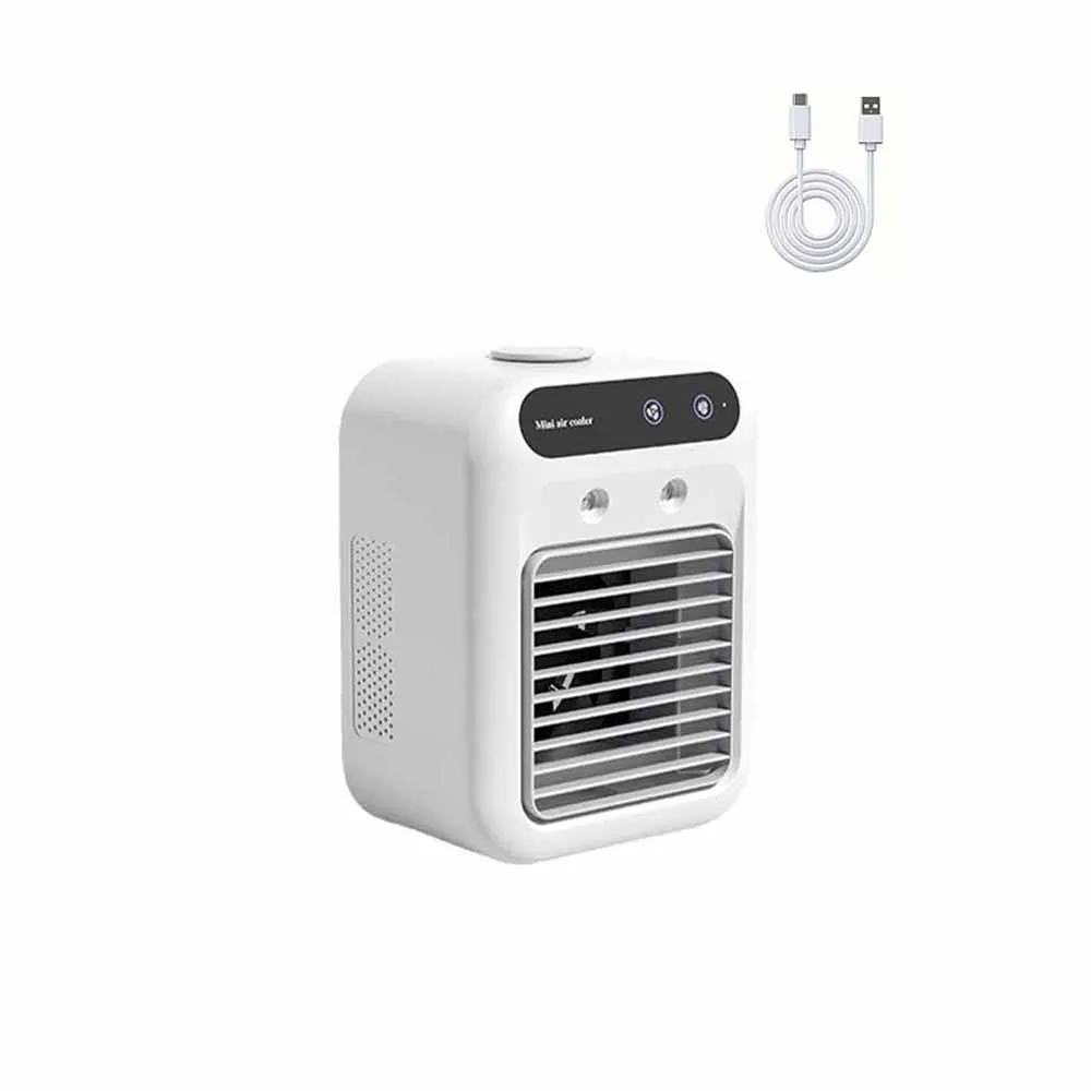 Condicionadores de ar portáteis, ar condicionado com ventilador de refrigeração 3 em 1 com 2 velocidades, bateria integrada de 1800mah, refrigerador de ar para casa e exterior