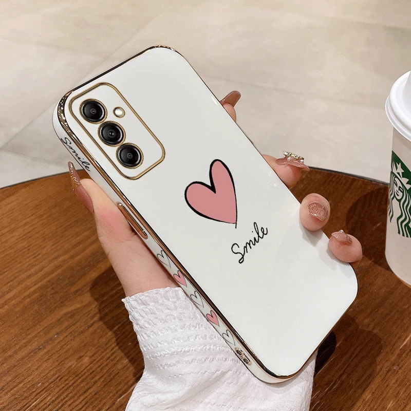 Big Pink Heart Luxury Plating Phone Case Cover