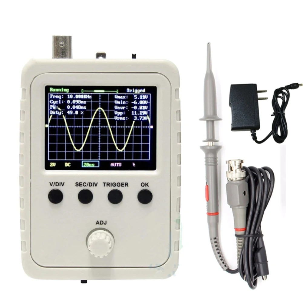 

2.4Inch Portable Tft Digital Mini Oscilloscope Logic Analyzer Kit with European Power Supply + Bnc Probe Eu Plug
