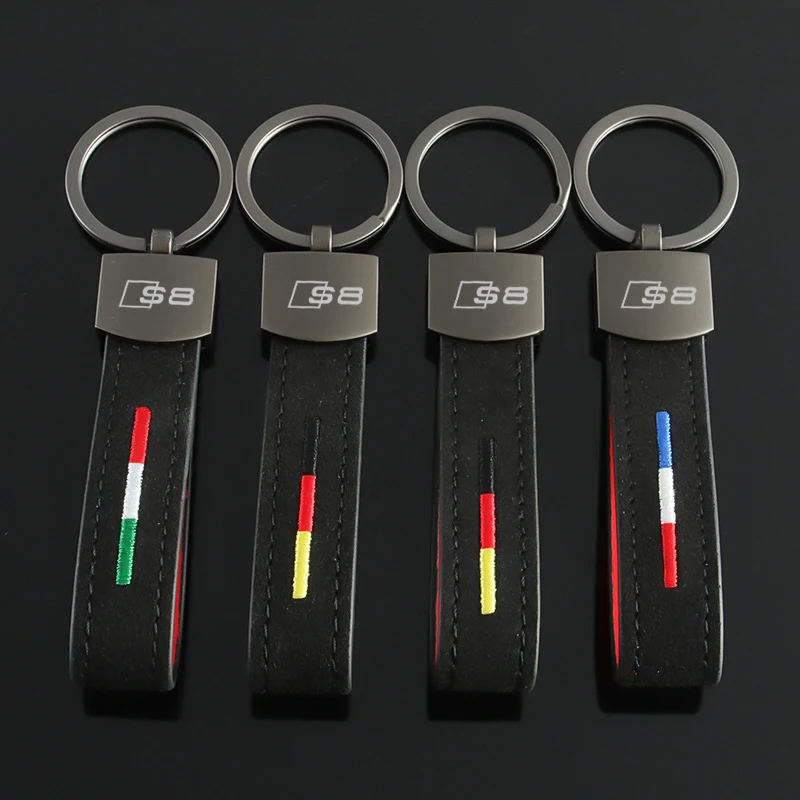 Portachiavi Auto In Pelle Scamosciata Per Audi S8 Logo S3 S4 S5 Q4 Q5 Q6 A2 A1 A3 Sq7 Tts Portachiavi Auto Portachiavi Ciondolo