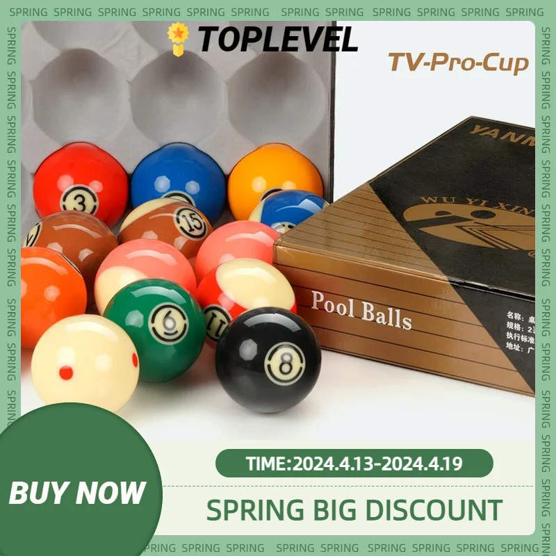 

TV-Pro-Cup Billiards Table Balls Set, Full Set Snooker & Billiard Accessories, Resin Pool Cue, 57.2mm, 52.5mm