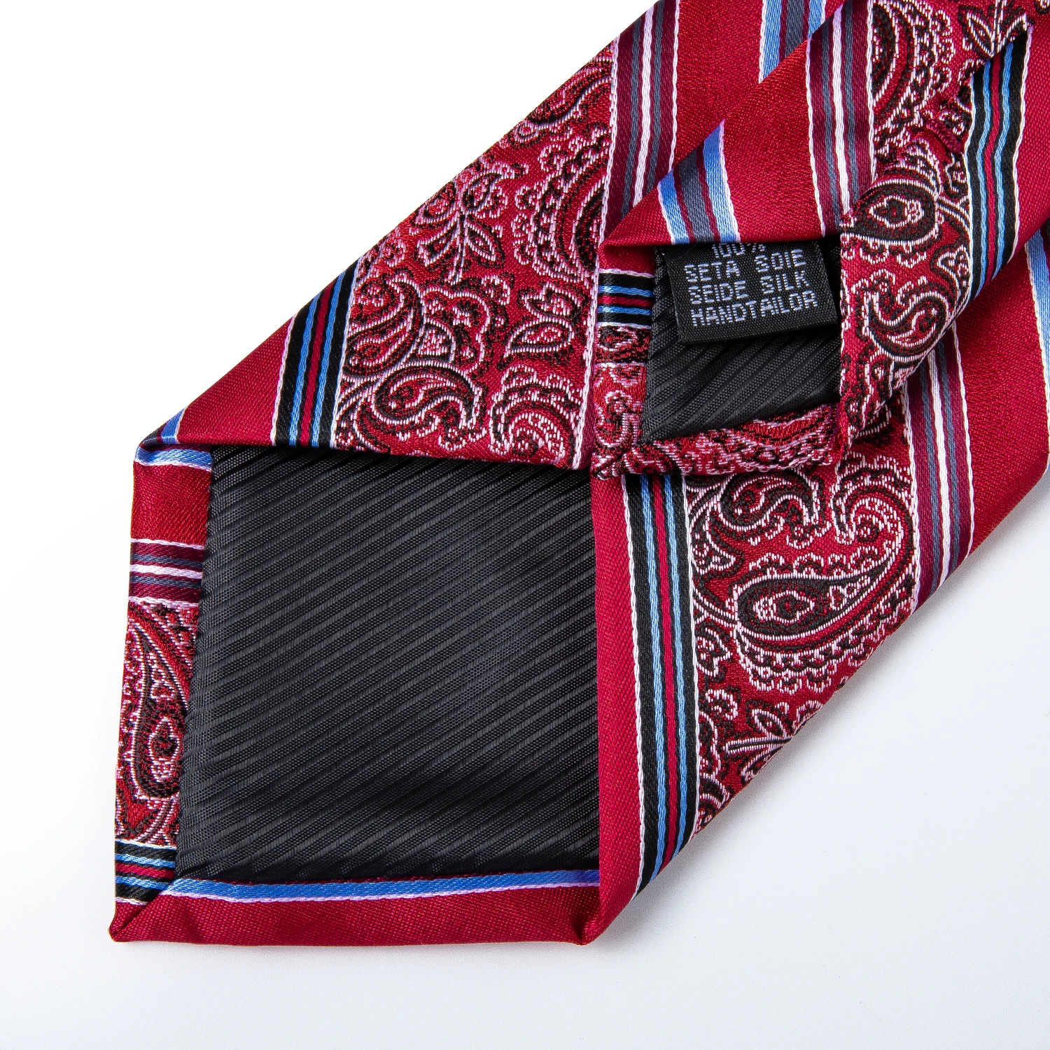 DiBanGu Set Cravatta Uomo In Seta Paisley Floreale | Con Fazzoletto Tasca E Gemelli In Confezione Regalo Blu E Nero