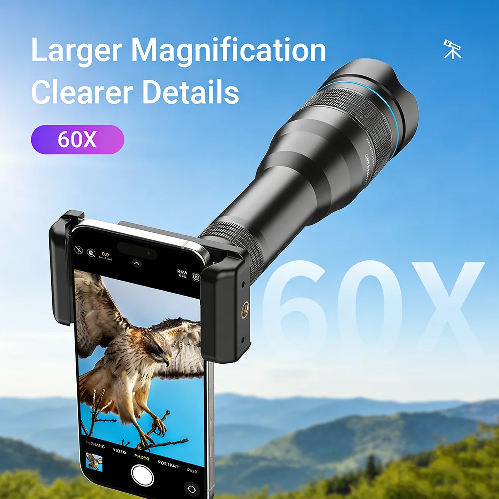 APEXEL 60X 전문가용 단안 망원경: 사냥, 낚시, 항해 및 여행을 위한 고..