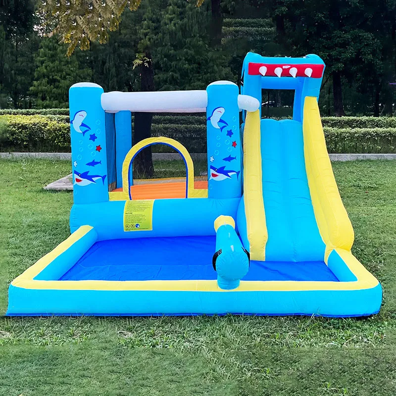 

Inflatable Castle Shark Trampoline Bounce House with Slide Ball pit water pool Ocean theme Jumping bed children toy