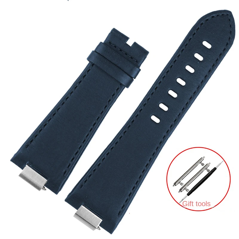 Convex End Leather Watchband for Tissot 1853 PRX series Strap Belt T137.407 T137.410 Men's Bracelet Wrist Strap Bracelet 26x12mm
