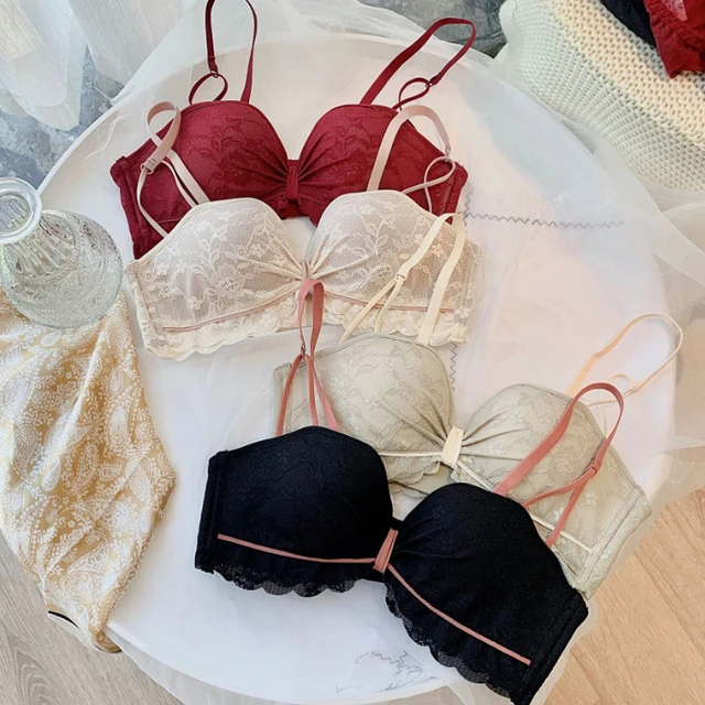 2019 Sex underwear women Rose lace bra suit 3D massage cup Air permeability  gathering without steel bracket Embroidery lace 90C - AliExpress