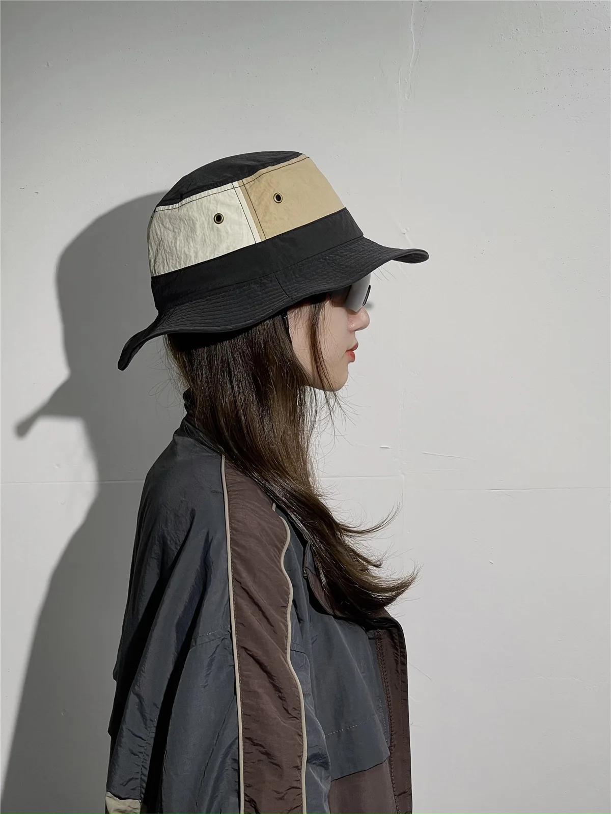 Women Men Japanese Camping Color Block Fisherman Hat Summer Outdoor Windproof Cap Bucket Hats_voghion.com
