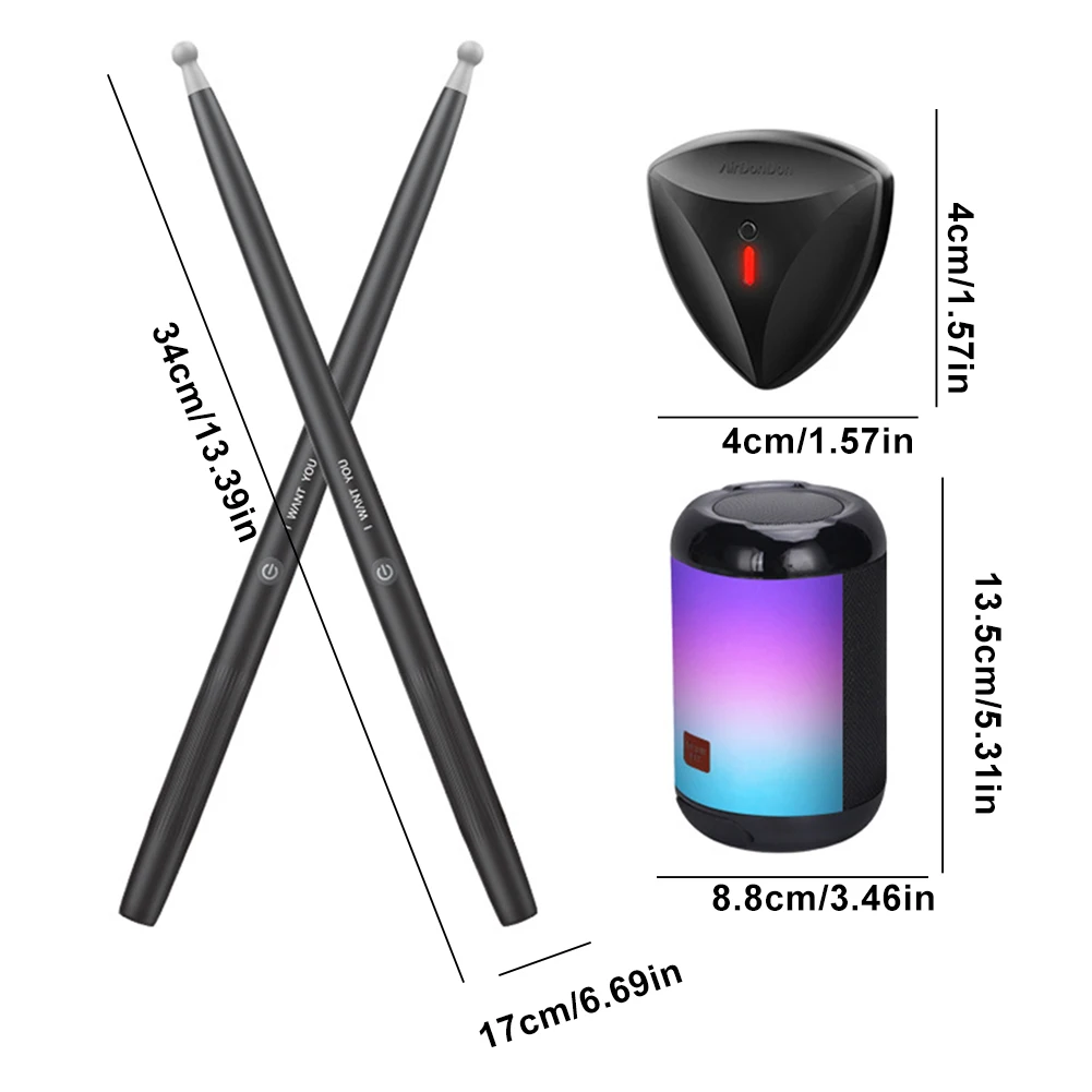 Portable Drum Kit Somatosensory Digital Electronic Air Drum Stick Set Drumsticks Foot Pedal Bluetooth Adapter Musical Instrument