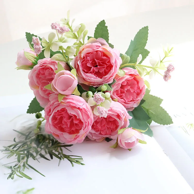 5 Heads Small Artificial Flowers Bouquet Fake Silk Gardenia Flowers Wedding  Party Decorative White Pink Flower For Home Garden - AliExpress