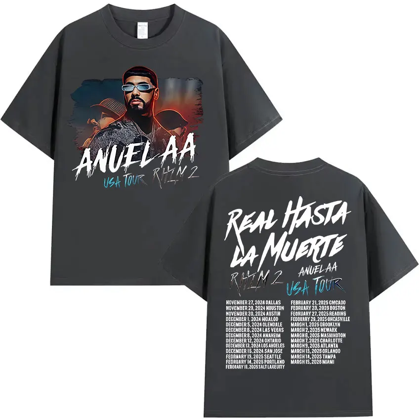 Camiseta gráfica del rapero Anuel AA Rhlm Tour 2025, camisetas