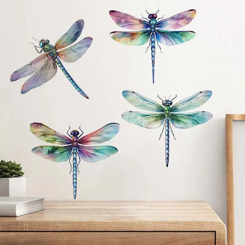 Beautiful Dragonflies Wall Sticker Decor Bathroom Toilet Living Room Decor Cabinet Refrigerator Home Decals S140