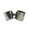 Pet Stainless Steel Bird Feeder Double Cup/Single Cup With Clip Parrot Feeder Round Birdhouse Food Drinking Water Feeding Bowl 3