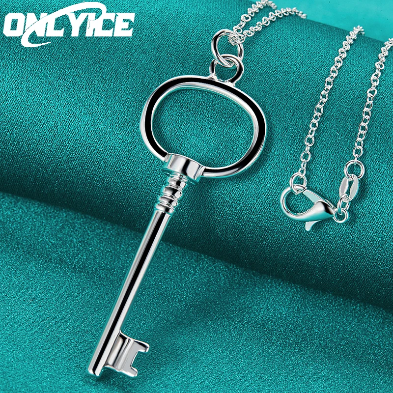 

Hot New 925 Sterling Silver Round Key Pendant Necklace 16-30 Inch Chain For Woman Man Wedding Fashion Jewelry Christmas Gifts
