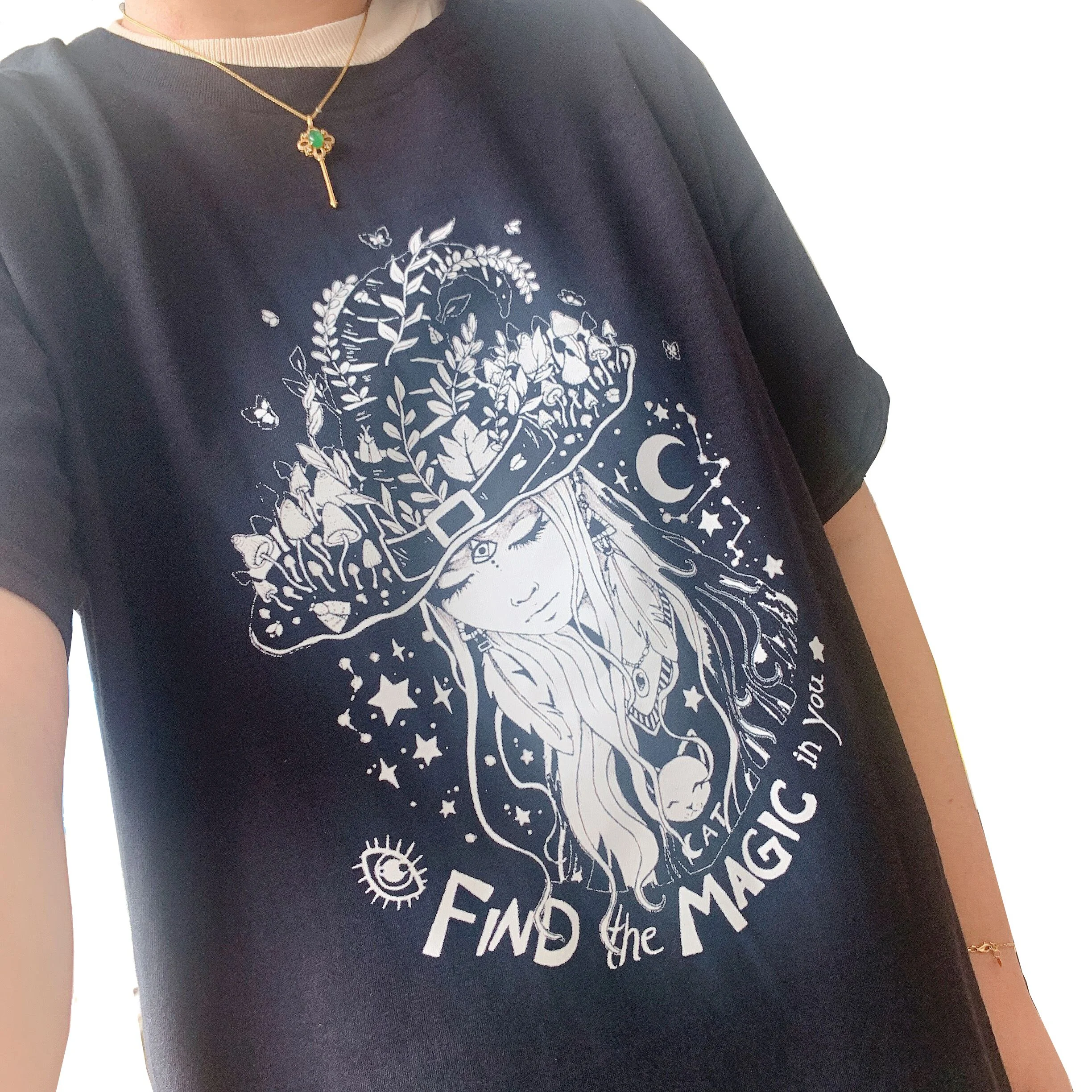 

Find The Magic In You Funny Graphic 80s 90s Vintage Graphic Tees Gothic Tees Plus Size Loose Short Sleeve Tops Round Neck Tee