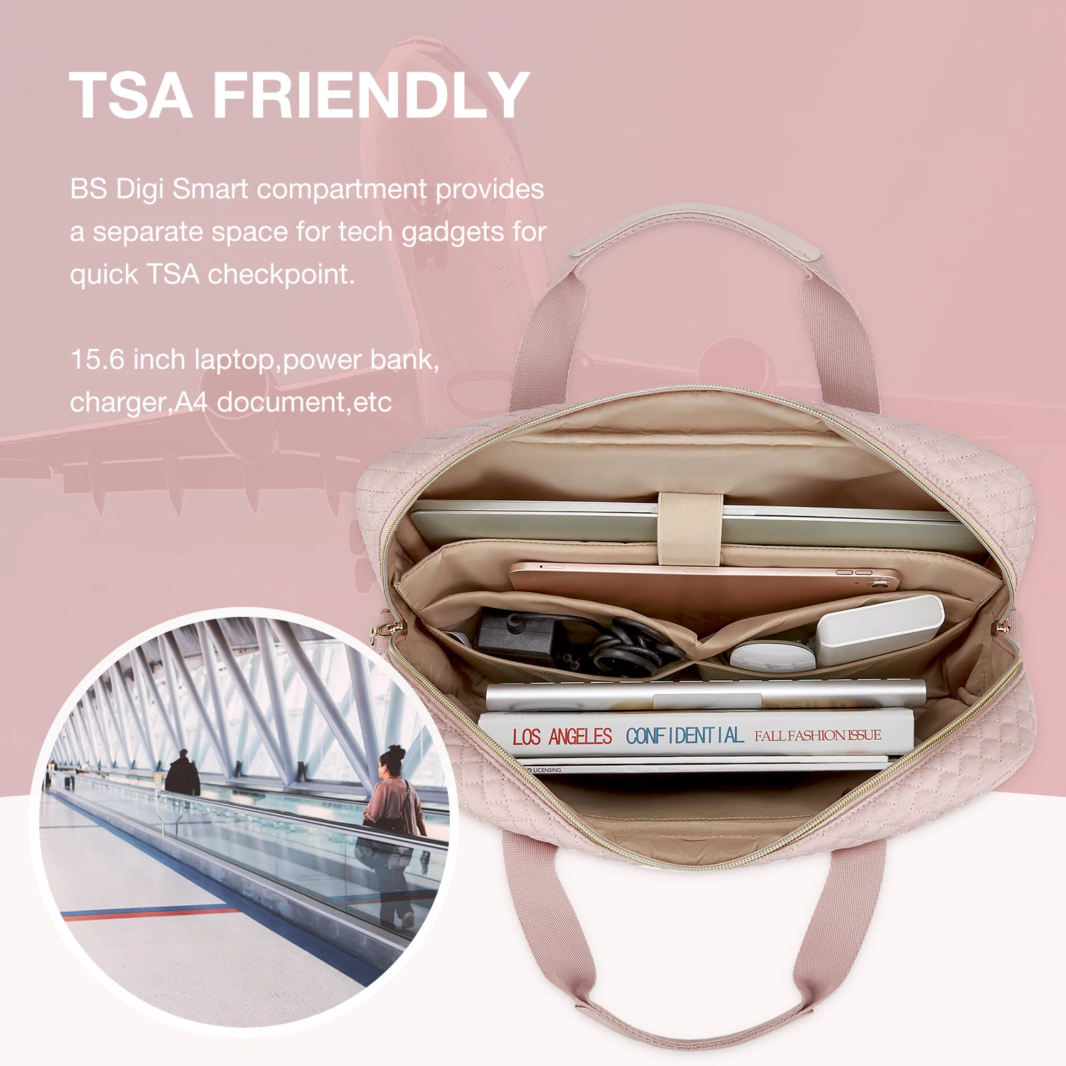 Bagsmart-bolsa para Laptop para Mulheres Maleta de Computador Messenger Bolsa Escritório Viagem Negócios 17.3 15.6 - Imagem 3