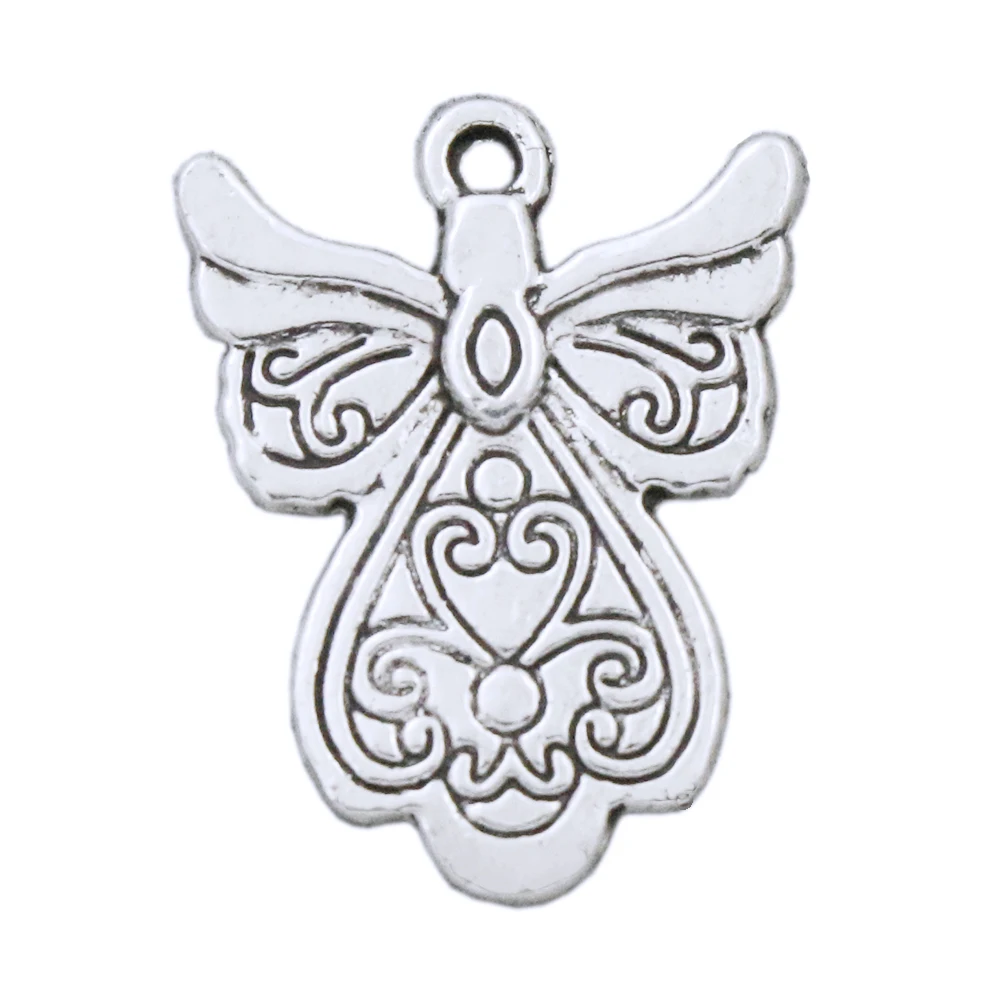 

Flower Wing Angel Charms Pendants Jewelry DIY L209 25pcs 23.8x18.1mm Zinc Alloy