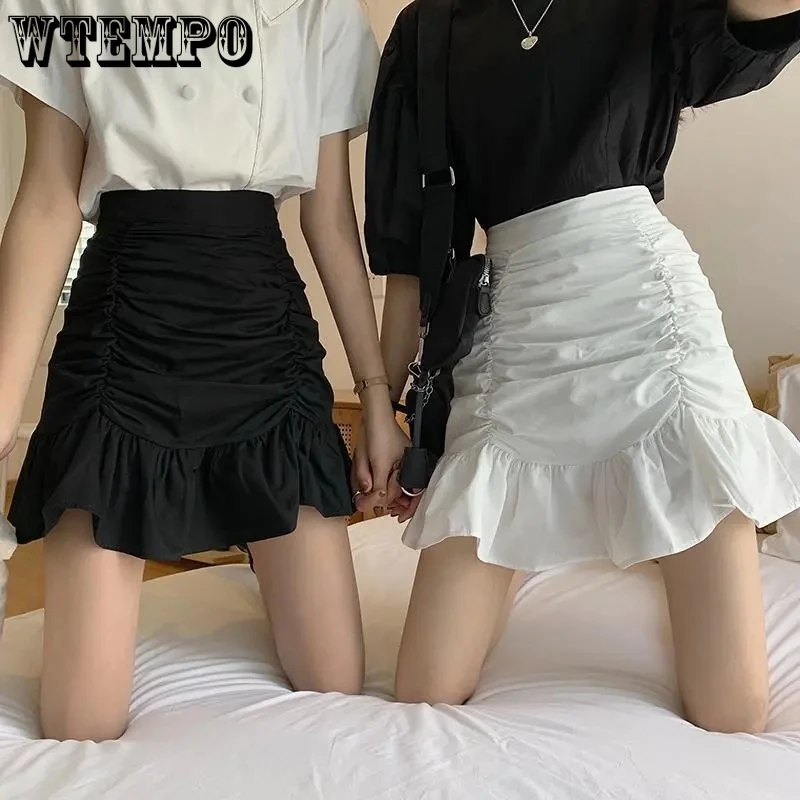 

Юбка трапециевидная женская с запахом на бедрах, дизайнерские шорты со складками и оборками по краям, с завышенной талией, в Корейском стиле, весна-лето