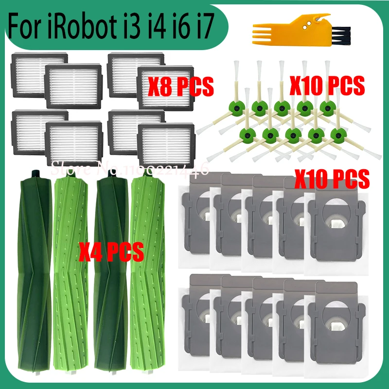 

For iRobot Roomba i3 i3+ i4 i6 i6+ i7 i7+ i8 i8+ E5 E6 E7 Robot Vacuum Accessories Main Side Brush Hepa Filter Dust Bags Parts